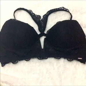 VsPink Lace racerback padded bra V cleavage szL GU